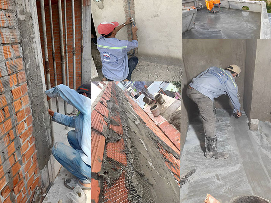 Công tác đóng lưới chống nứt và chống thấm