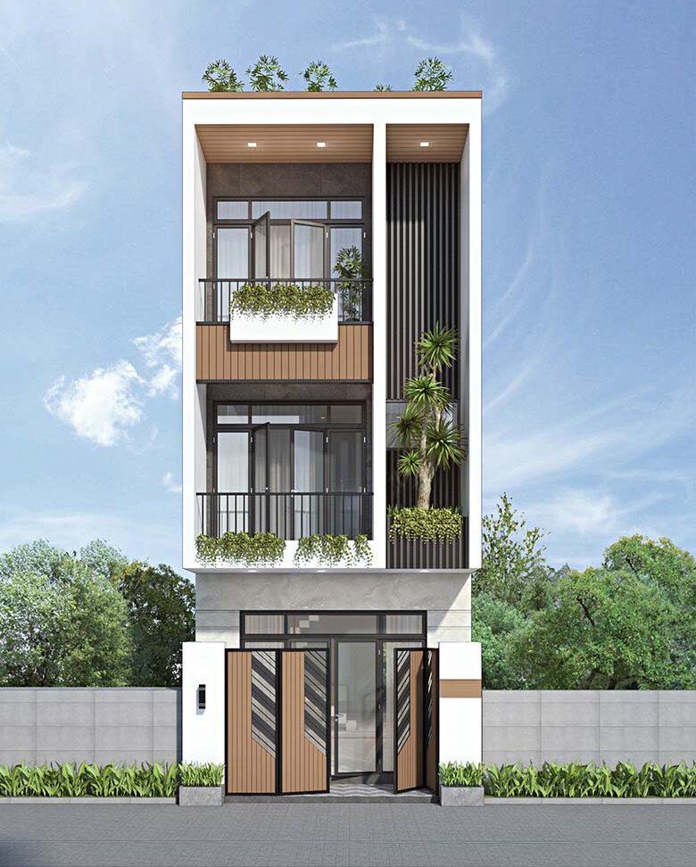 Mẫu nhà 1 trệt 2 lầu hiện đại