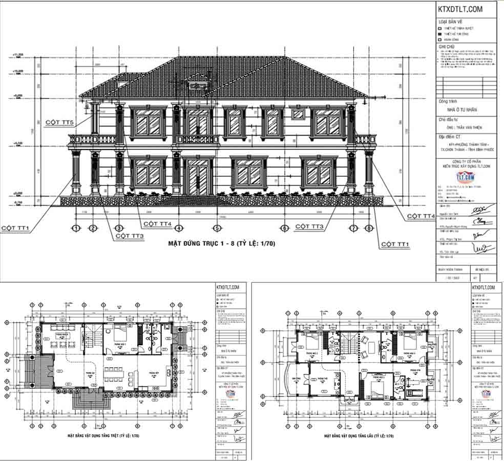 Bản vẽ thiết kế kết cấu ngôi nhà 