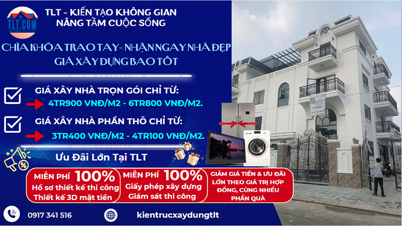 Đơn giá xây nhà trọn gói mới nhất 2026 tại TPHCM và các tỉnh phía nam, tư vấn thiết kế là dự toán chi phí chi tiết không phát sinh thêm chi phí.