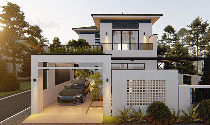 Mẫu nhà 2 tầng Mái Nhật 