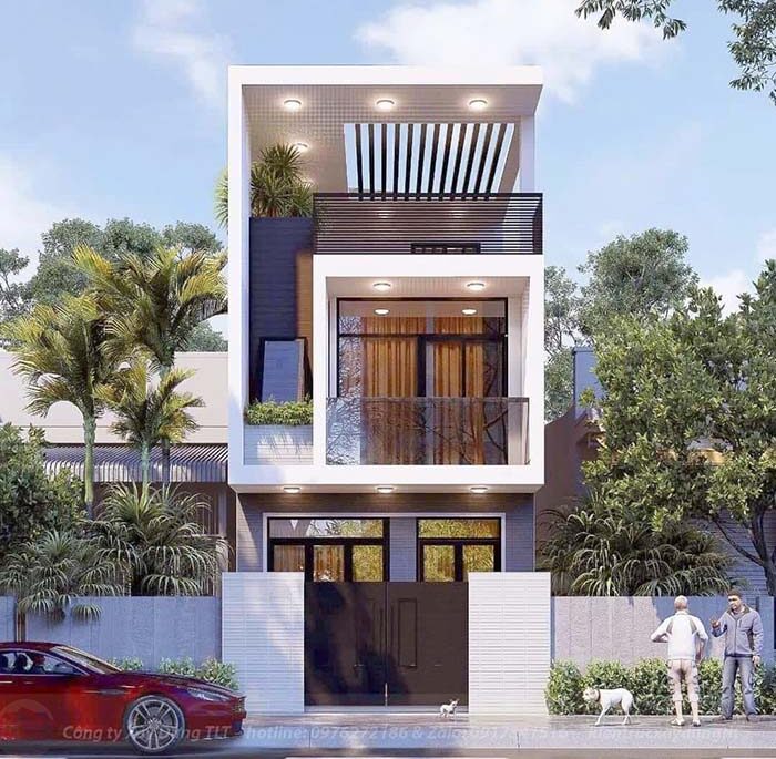 Nhà 1 trệt 1 lầu tum và sân thượng 