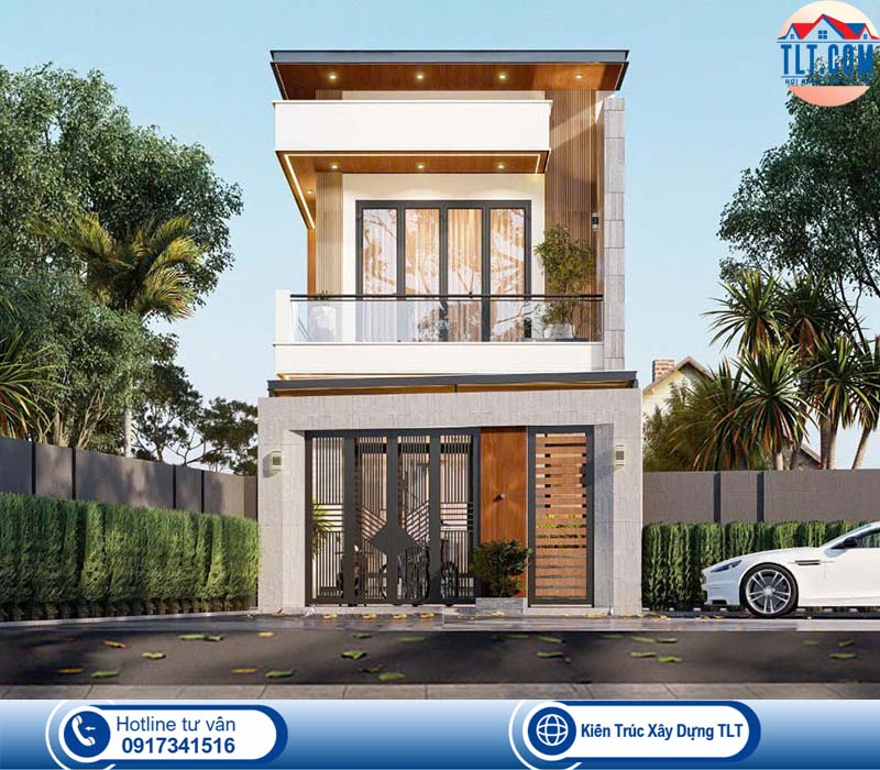 Thiết kế nhà 1 trệt 1 lầu hiện đại 2 mặt tiền với diện tích đất ngang 6m 