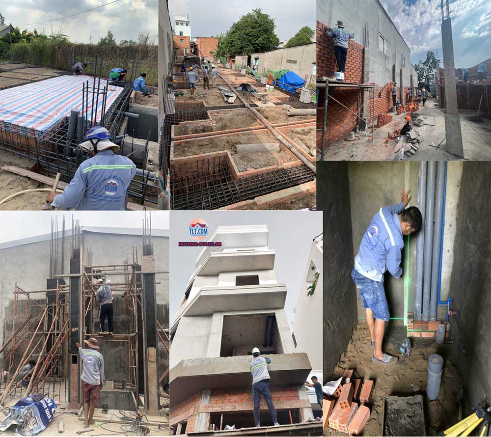 Thi công xây dựng phần thô các công đoạn từ móng đến mái