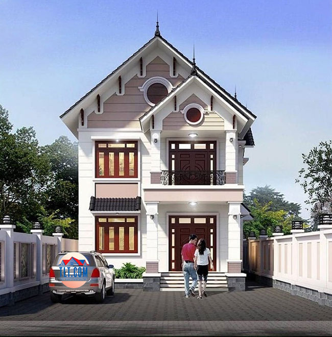 Thiết kế mẫu nhà 1 trệt 1 lầu mái ngói tại Bình Phước