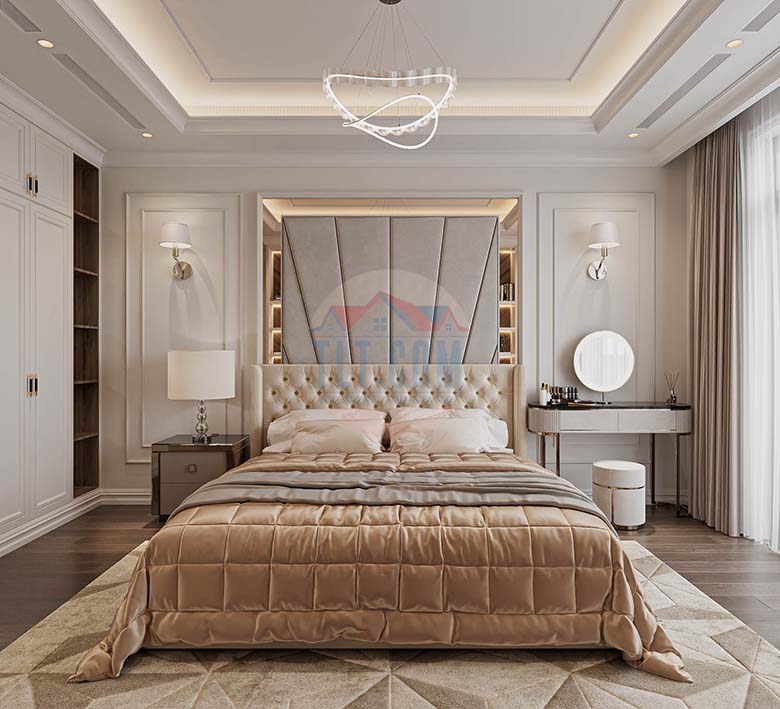 Phòng ngủ được thiết kế theo phong cách tối giản 
