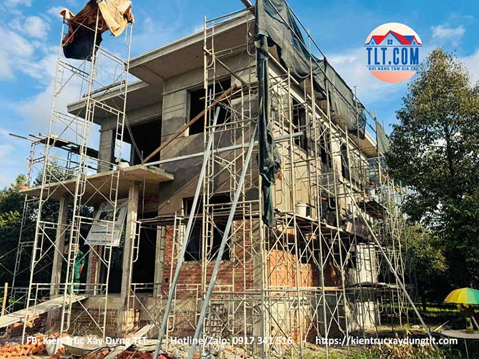 Thi công xây biệt thự 2 tầng mái Nhật 