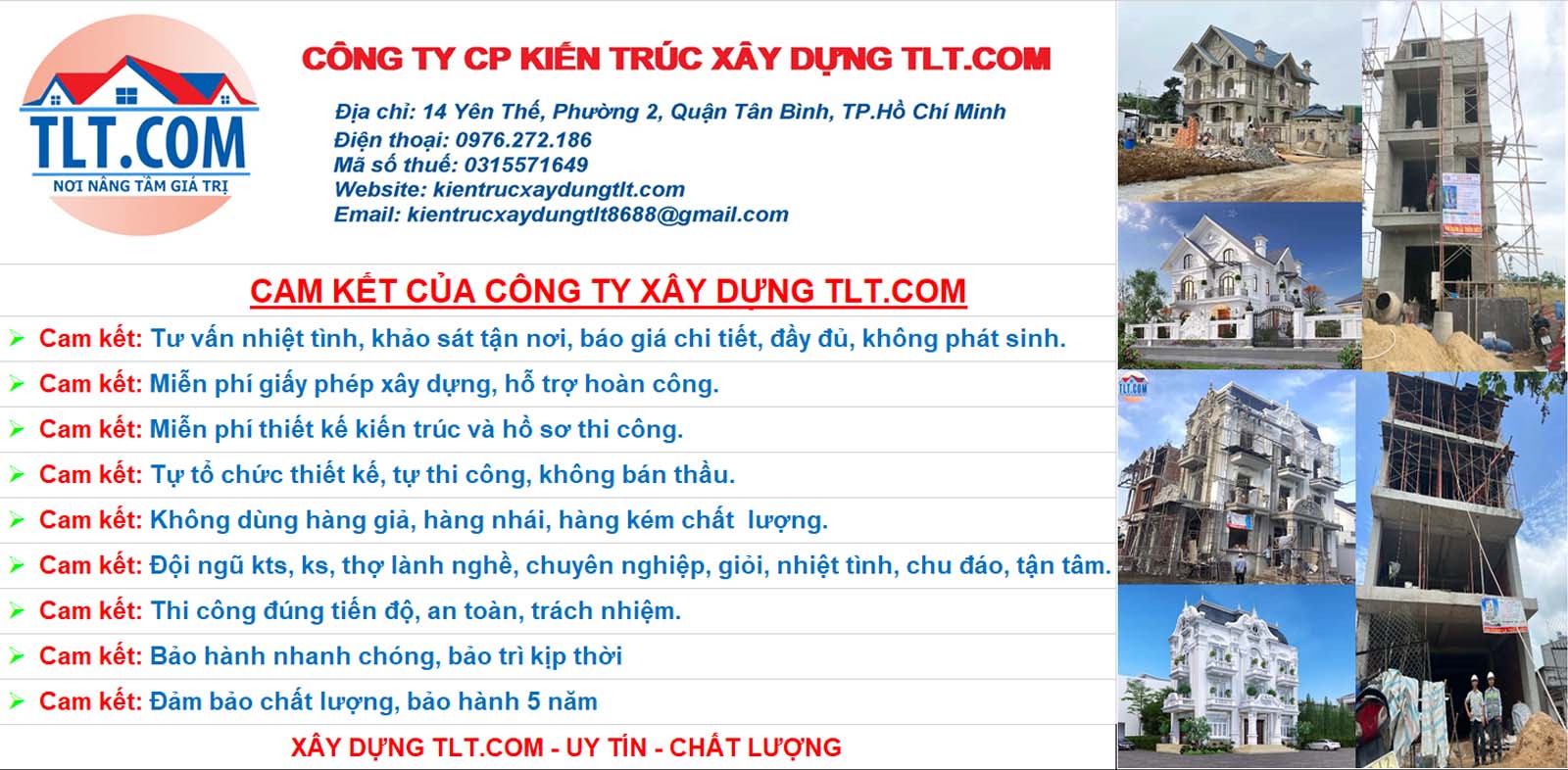 Cam kết của xây dựng TLT cho dịch vụ xây dựng nhà 