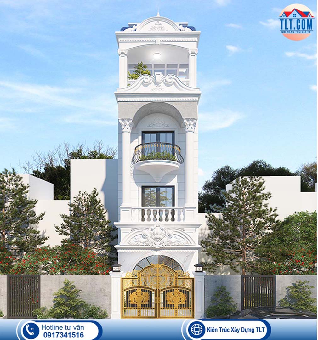 Mẫu nhà phố tân cổ điển cao cấp, 1 trệt 3 lầu diện tích đất 4.5*18