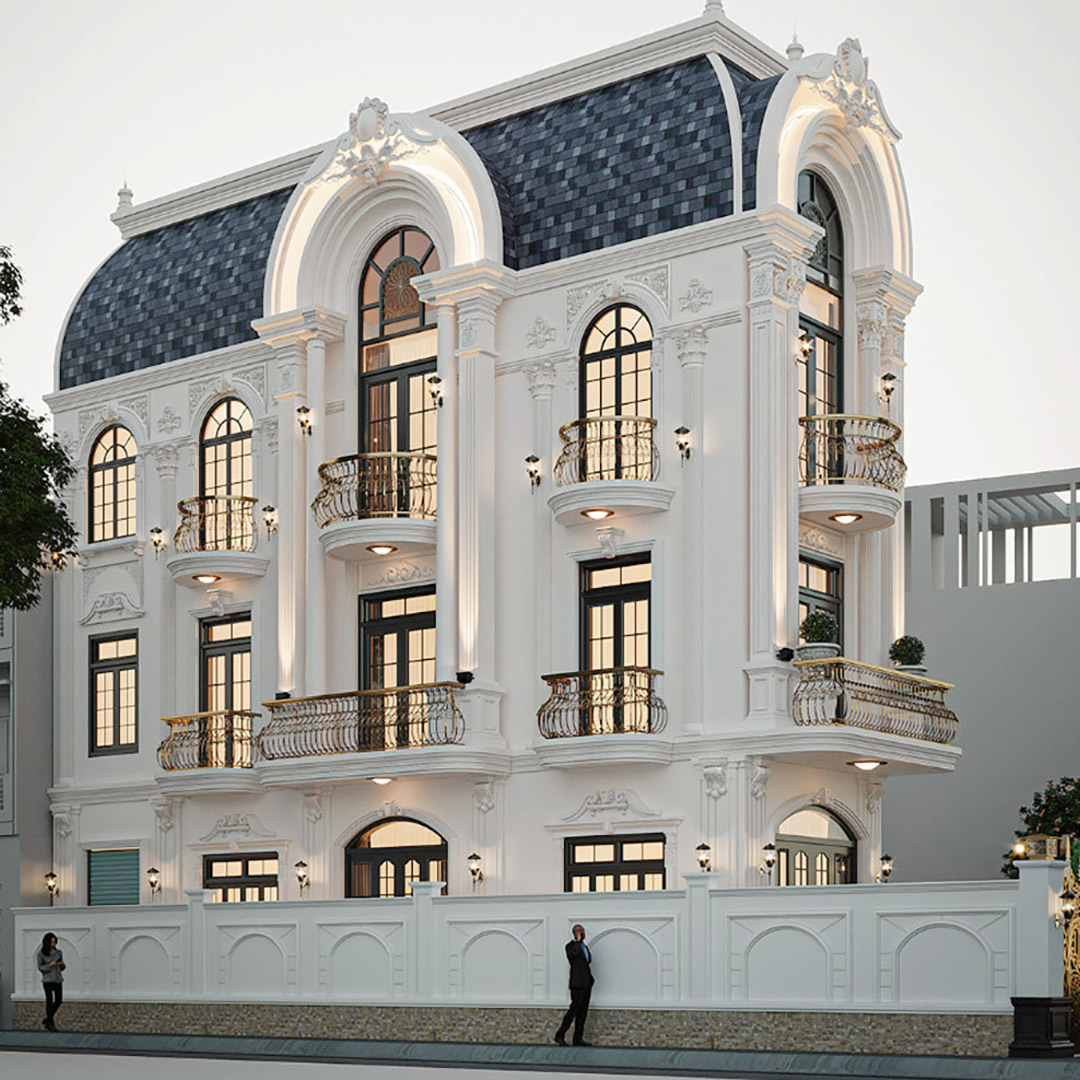 Mẫu nhà nhà phố cổ điểm 2 mặt tiền sang trọng