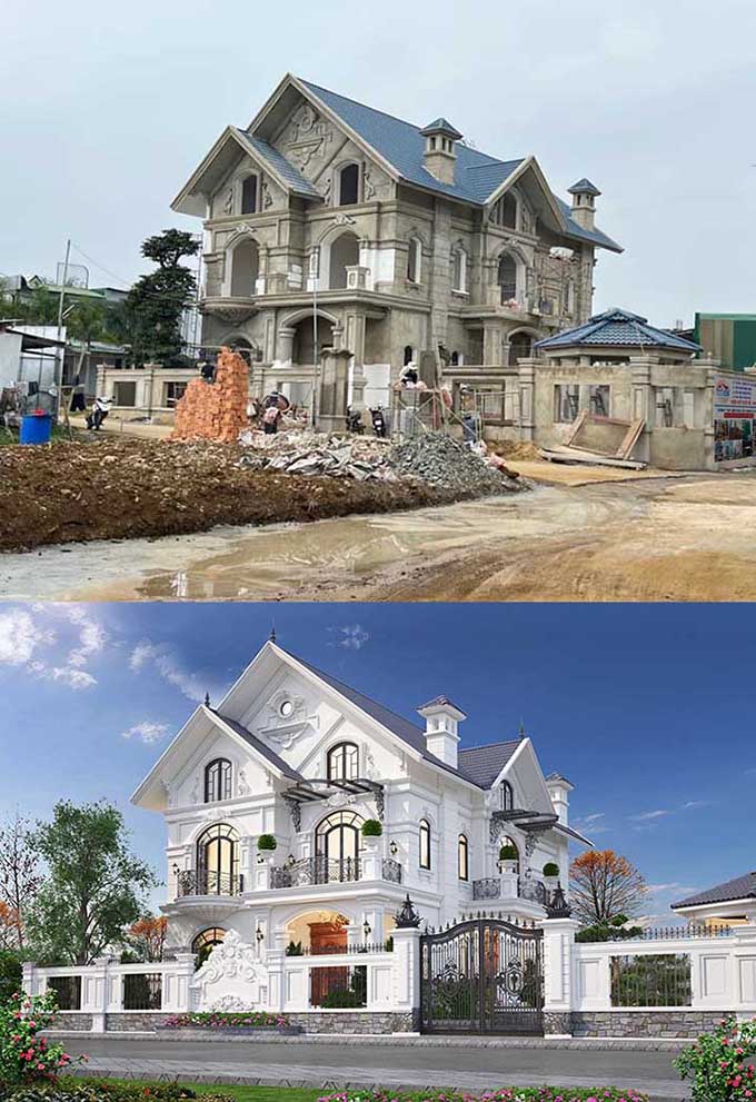 Thiết kế thi công biệt thự mái thái 