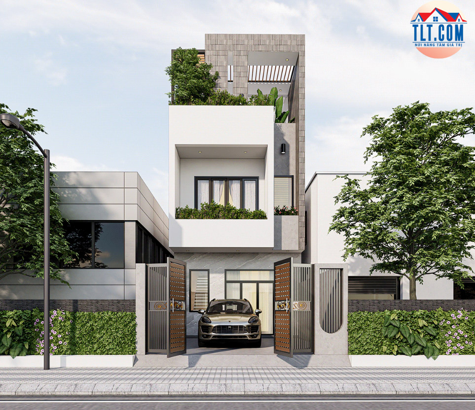 Mẫu thiết kế mặt tiền nhà 3 tầng hiện đại 