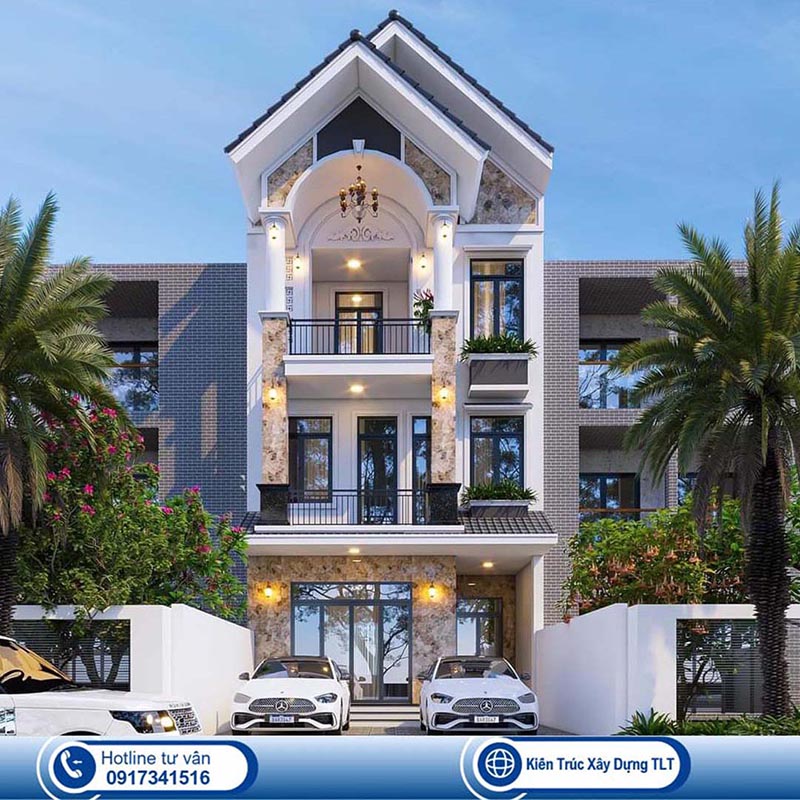 Mẫu nhà 1 trệt 2 lầu mái Thái 
