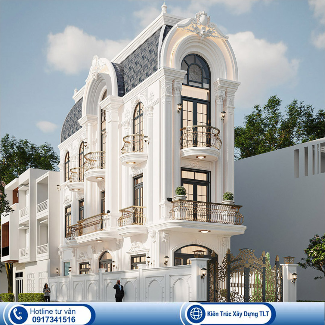 Thiết kế nhà phố tân cổ điển 2 lầu đẹp 