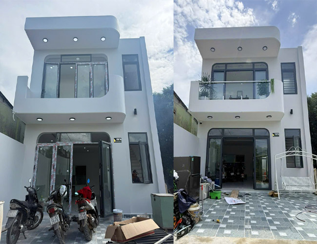 Bàn giao dự án xây nhà phố 1 trệt 1 lầu hiện đại tại Phước Thạnh, Củ Chi 