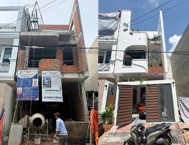 Bàn giao dự án xây nhà phố hiện đại 1 trệt 2 lầu tại Thủ Đức 