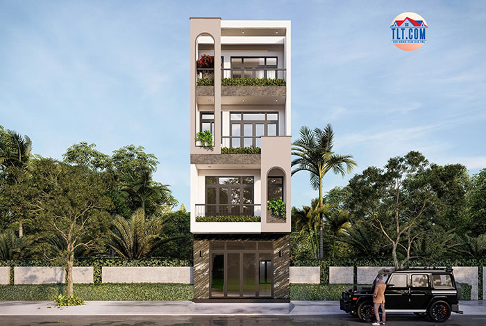 Thiết kế mặt tiền nhà phố 1 trệt 3 lầu tại Dĩ An