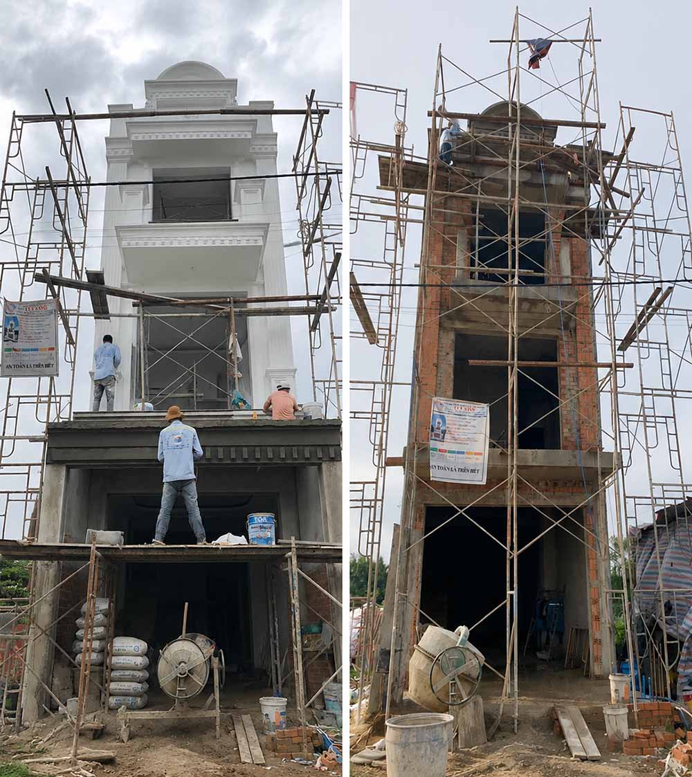 Thi công nhà phố phần thô nhân công hoàn thiện