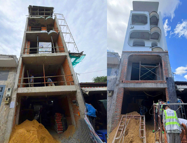 Bàn giao công trình xây nhà 1 trệt 1 lửng 3 lầu sân thượng tại Tân Phú 